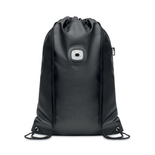 Sac à cordon RPET avec lampe objet publicitaire original Sac à cordon RPET avec lampe objet publicitaire original