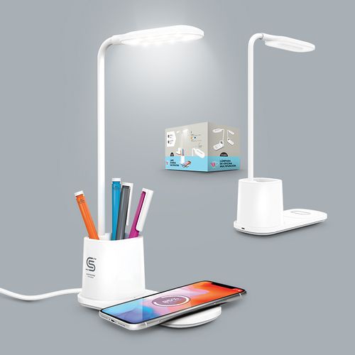 LAMPE DE BUREAU AVEC CHARGEUR INDUCTION 10 W ET POT À CRAYON personnalisé montpellier Paris Ile de France LAMPE DE BUREAU AVEC CHARGEUR INDUCTION 10 W ET POT À CRAYON personnalisé montpellier Paris Ile de France