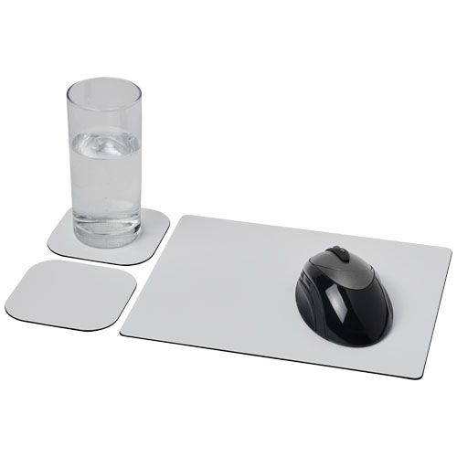 Conjunto de tapete para rato e base para copos "Brite-Mat®" 3 brindes LISBOA Conjunto de tapete para rato e base para copos "Brite-Mat®" 3 brindes LISBOA