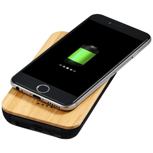 Powerbank de 6000 mAh sem fios em bambu/tecido "Future" brindes LISBOA Powerbank de 6000 mAh sem fios em bambu/tecido "Future" brindes LISBOA