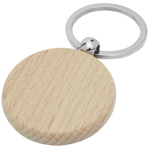Porte-clés rond Giovanni en bois de hêtre par 2G Publicité Porte-clés rond Giovanni en bois de hêtre par 2G Publicité