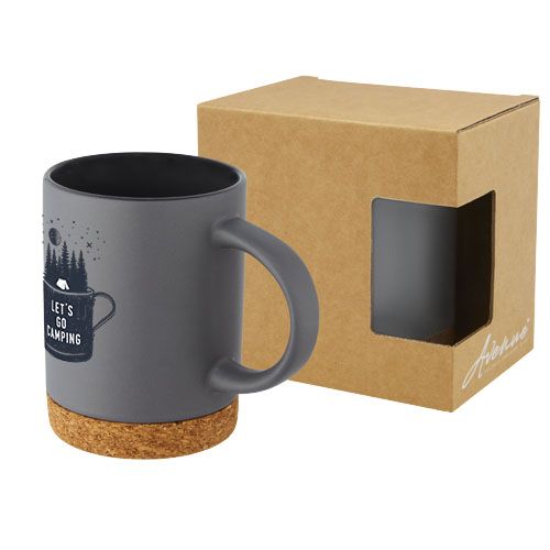Taza de cerámica de 425 ml con base de corcho