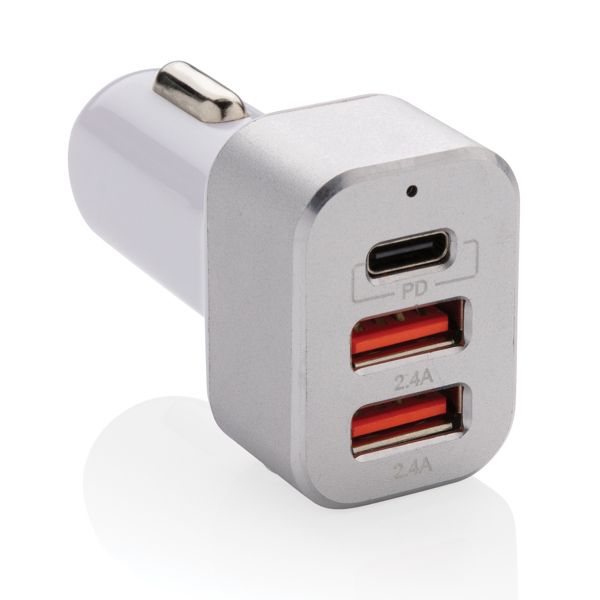 Cargador de coche rápido 30W con triple salida y PD Regalos Promocionales personalizados para Empresas Cargador de coche rápido 30W con triple salida y PD Regalos Promocionales personalizados para Empresas