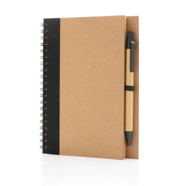 Cahier à spirales kraft avec stylo Cahier à spirales kraft avec stylo