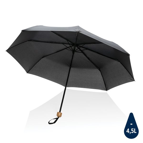 Mini parapluie 20.5" rPET 190T poignée bambou Impact AWARE™ Mini parapluie 20.5" rPET 190T poignée bambou Impact AWARE™